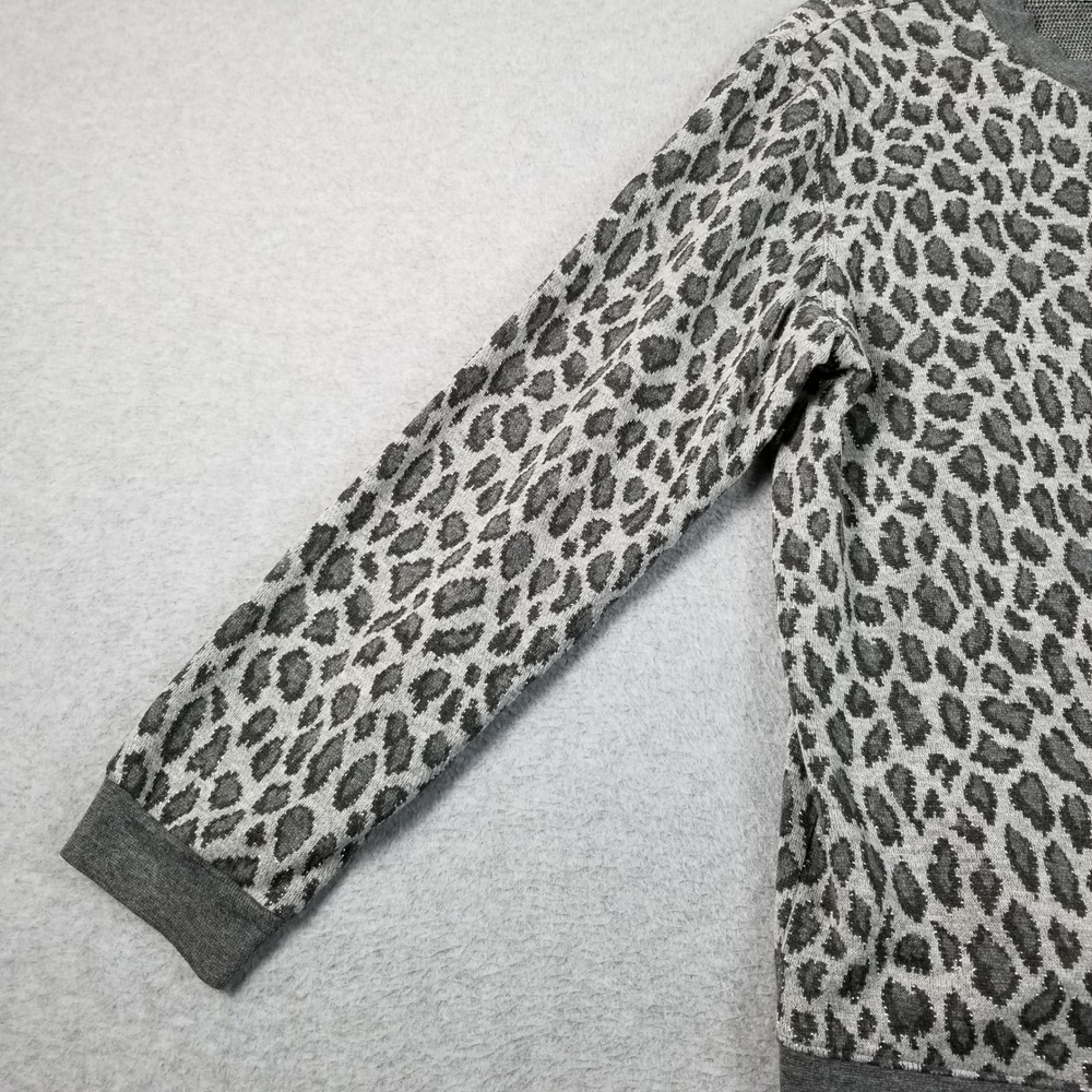 Cathy Daniels Cardigan Womens Medium M Gray Animal Print Metallic Knit Button Up - Picture 3 of 9